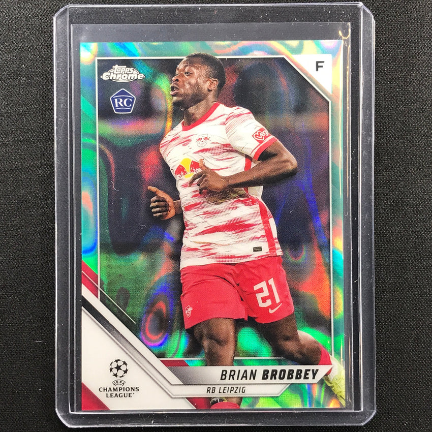 2021-22 Topps Chrome UEFA UCL BRIAN BROBBEY Rookie Aqua Lava #105