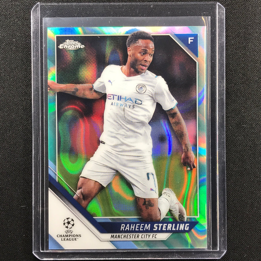 2021-22 Topps Chrome UEFA UCL RAHEEM STERLING Aqua Lava #113