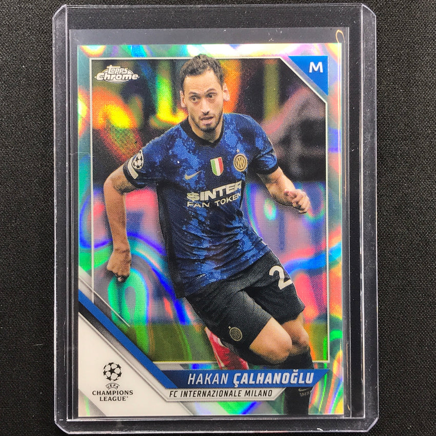 2021-22 Topps Chrome Uefa Ucl Hakan Calhanoglu Aqua Lava No 127