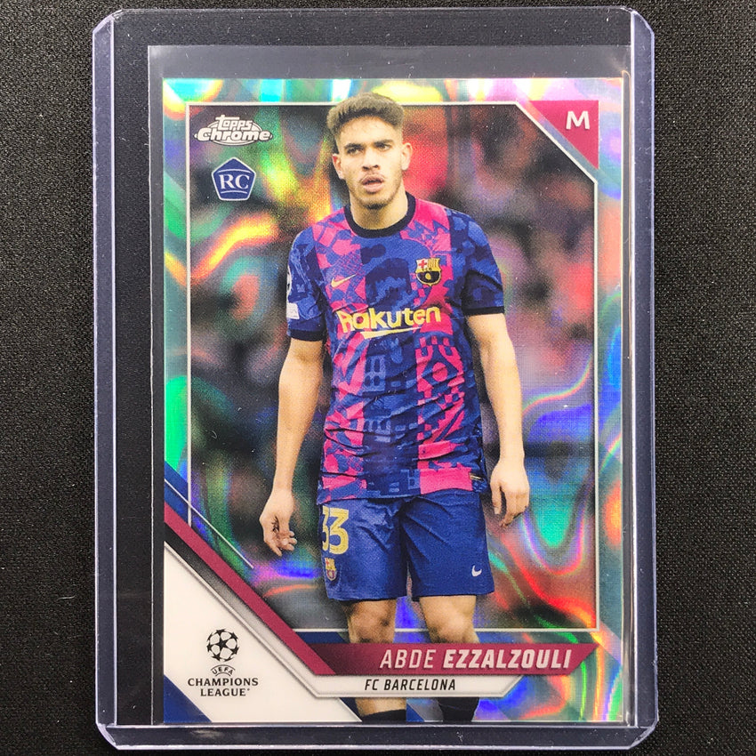 2021-22 Topps Chrome UEFA UCL ABDE EZZALZOULI Rookie Aqua Lava #165