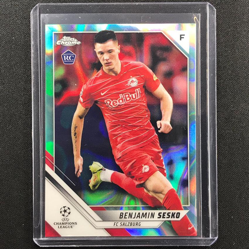 2021-22 Topps Chrome Uefa Ucl Benjamin Sesko Rookie Aqua Lava No 187