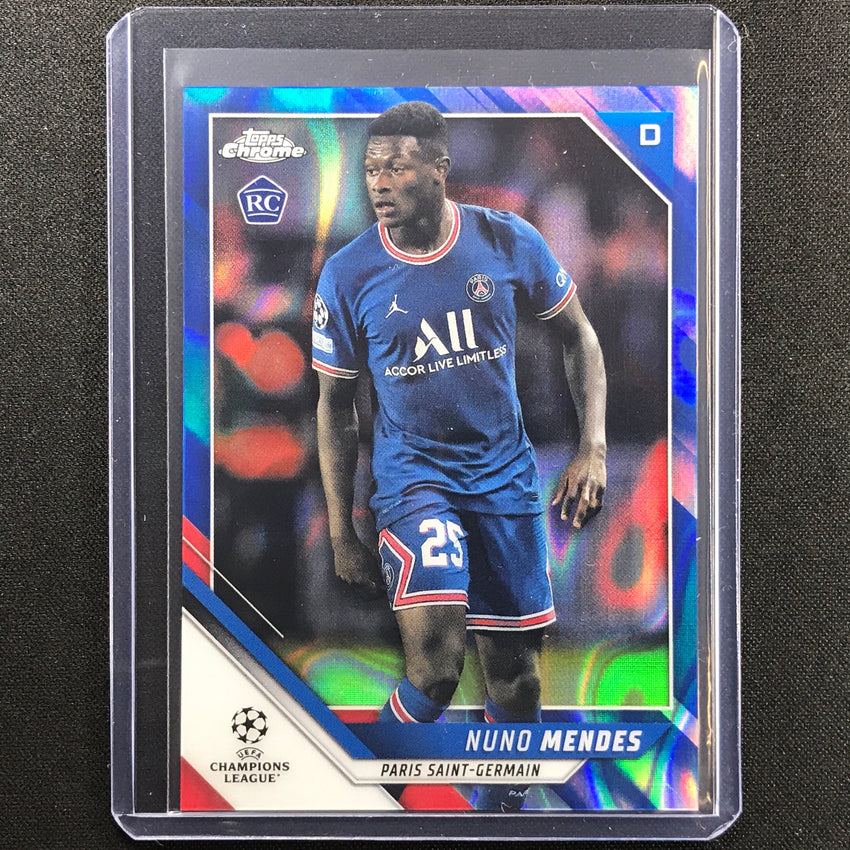 2021-22 Topps Chrome Uefa Ucl Nuno Mendes Rookie Blue Lava Sp No 22 B