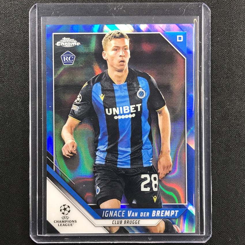2021-22 Topps Chrome UEFA UCL IGNACE VAN DER BREMPT Rookie Blue Lava SP #156