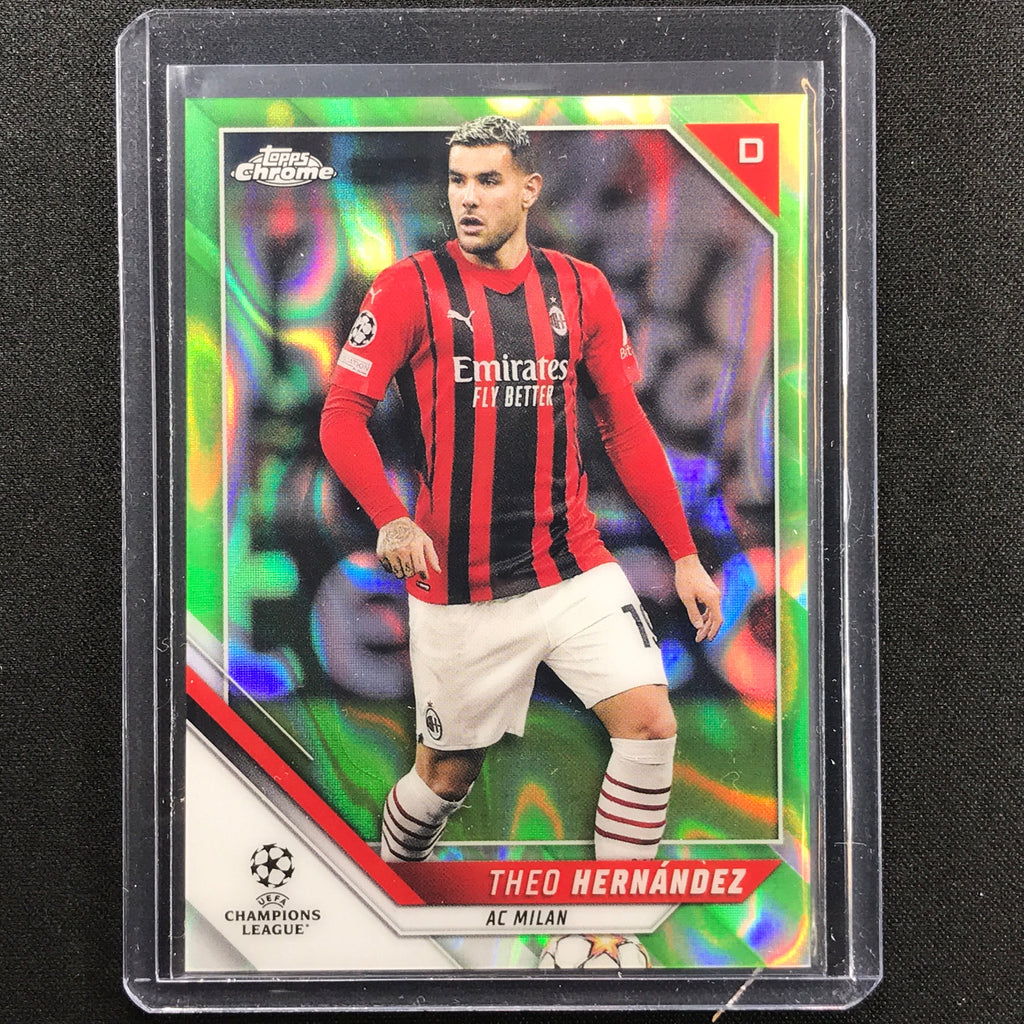2021-22 Topps Chrome UEFA UCL THEO HERNANDEZ Neon Green Lava SP #2