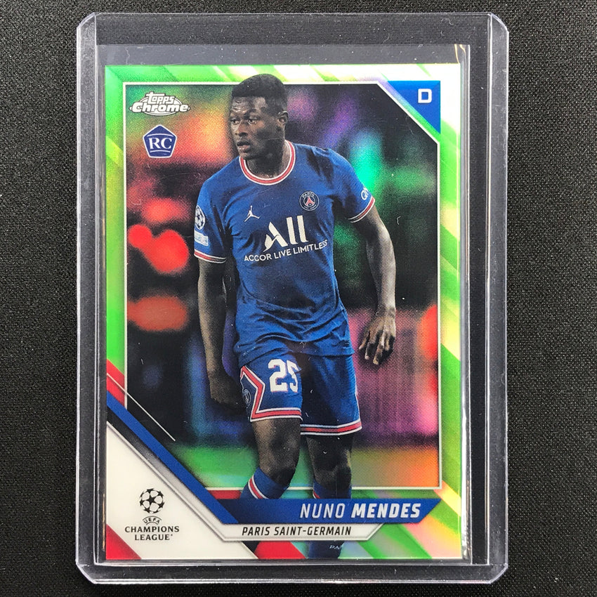 2021-22 Topps Chrome Uefa Ucl Nuno Mendes Rookie Neon Green 95/99