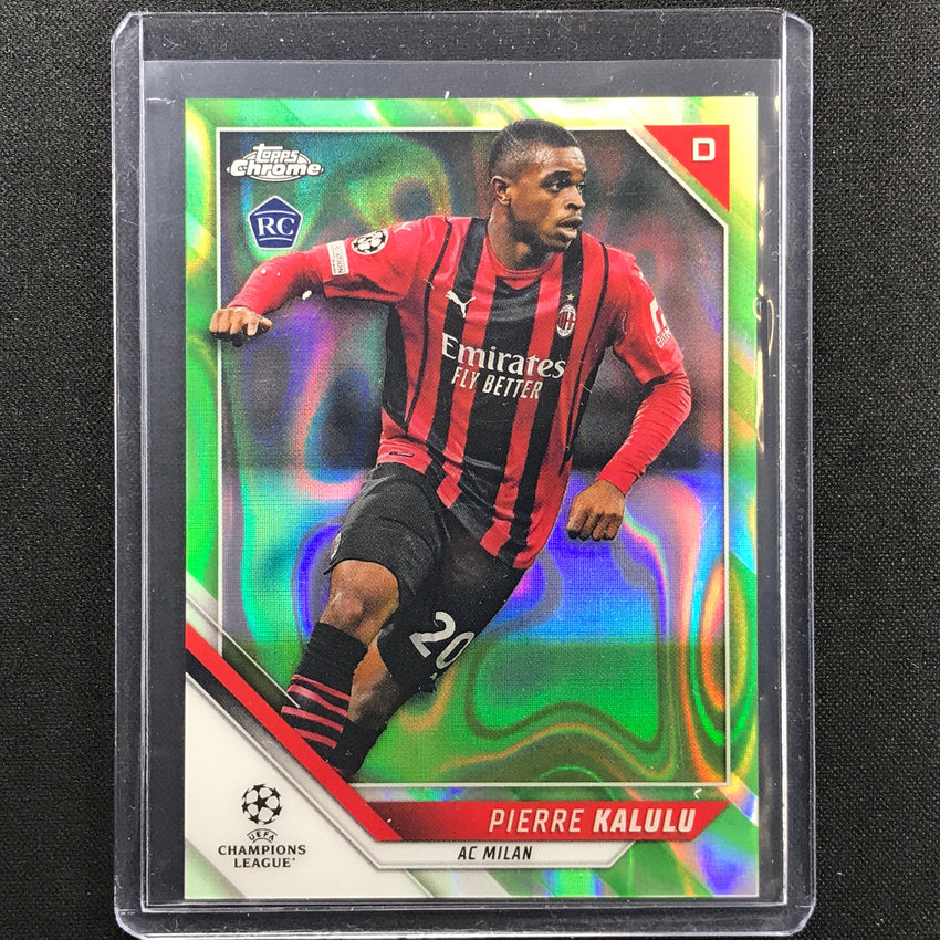 2021-22 Topps Chrome UEFA UCL PIERRE KALULU Rookie Neon Green Lava SP #67