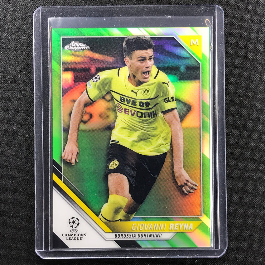 2021-22 Topps Chrome Uefa Ucl Giovanni Reyna Neon Green 12/99