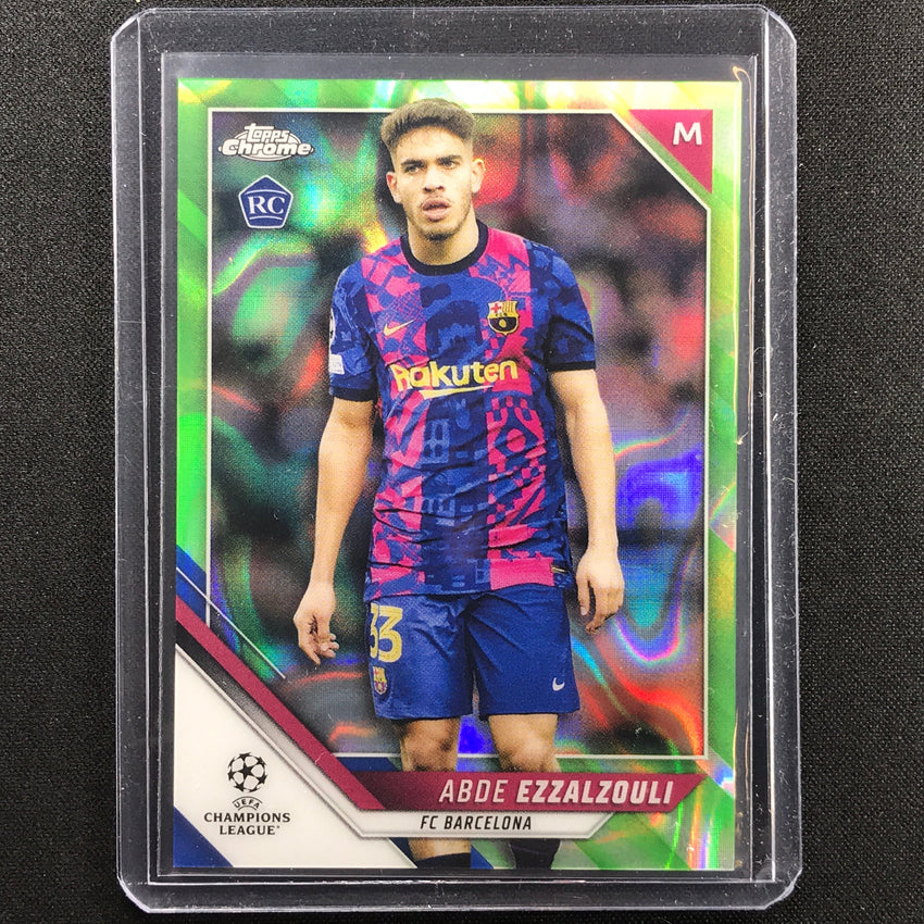 2021-22 Topps Chrome UEFA UCL ABDE EZZALZOULI Rookie Neon Green Lava SP #165