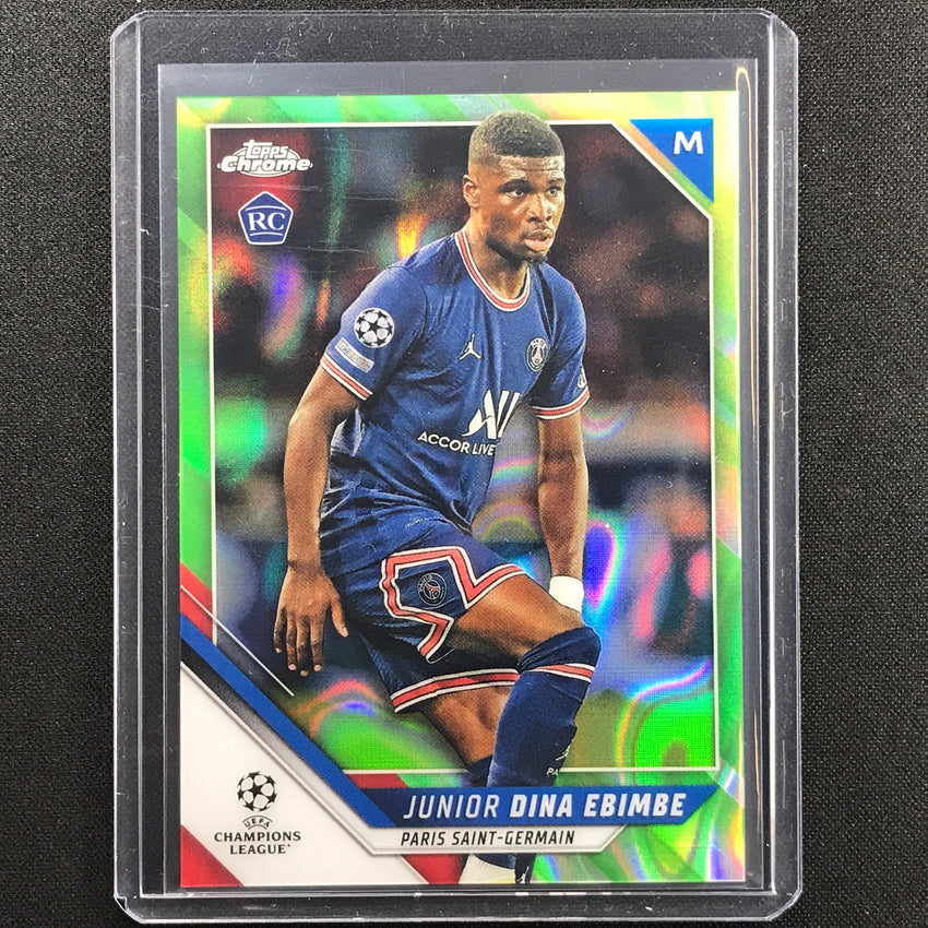 2021-22 Topps Chrome UEFA UCL JUNIOR DINA EBIMBE Rookie Neon Green Lava SP #176