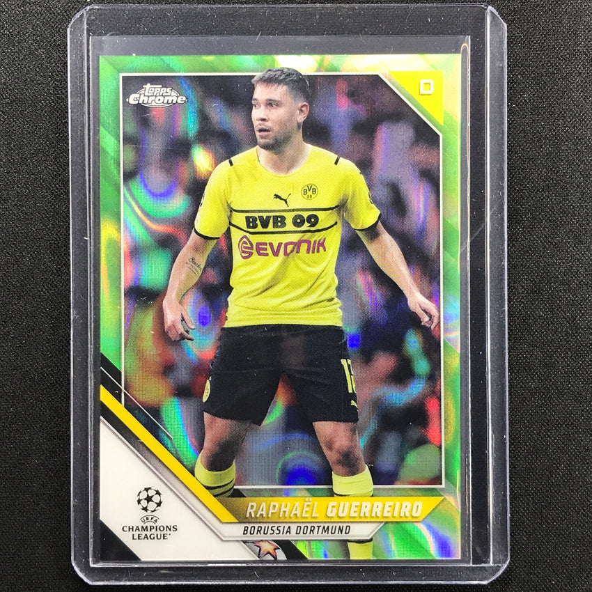 2021-22 Topps Chrome Uefa Ucl Raphael Guerreiro Neon Green Lava Sp No 178