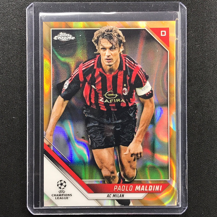 2021-22 Topps Chrome Uefa Ucl Paolo Maldini Legend Variation Gold Lava Ssp No 4 A