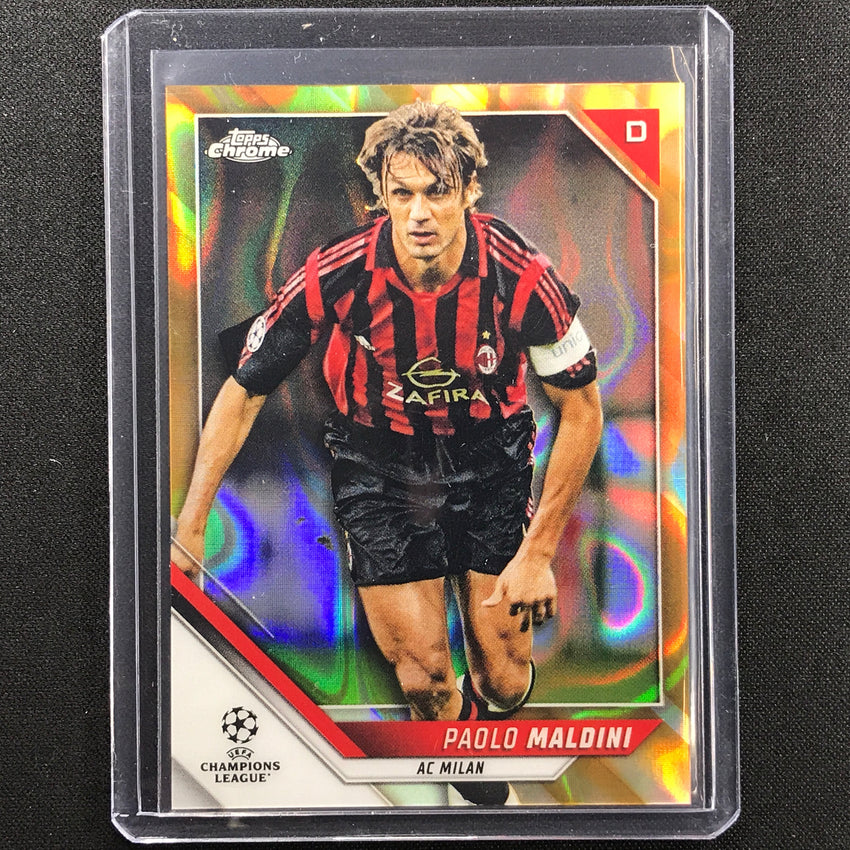 2021-22 Topps Chrome Uefa Ucl Paolo Maldini Legend Variation Gold Lava Ssp No 4 B