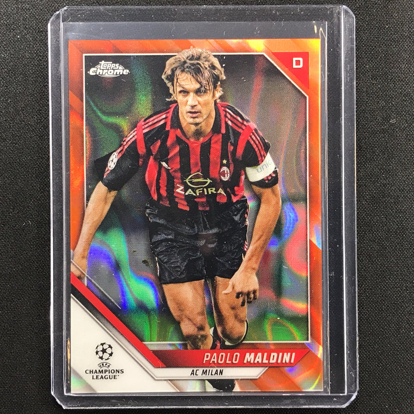 2021-22 Topps Chrome Uefa Ucl Paolo Maldini Legend Orange Lava Ssp No 2 B