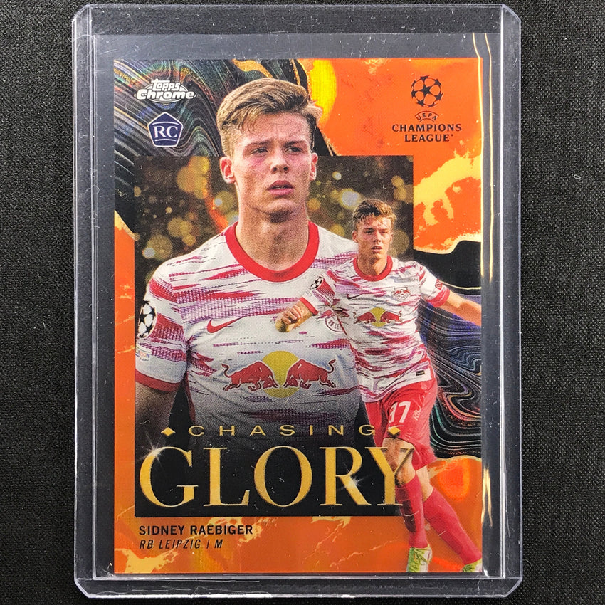 2021-22 Topps Chrome UEFA UCL SIDNEY RAEBIGER Rookie Chasing Orange Lava SSP #20