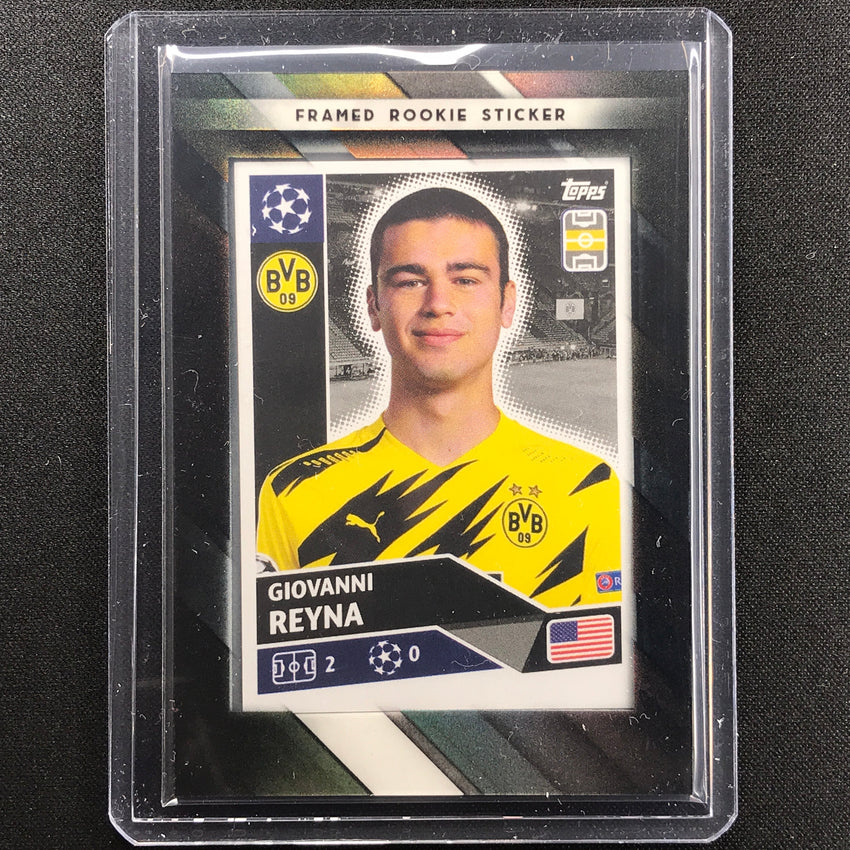 2021-22 Topps Chrome Uefa Ucl Giovanni Reyna Framed Rookie Sticker 5/13