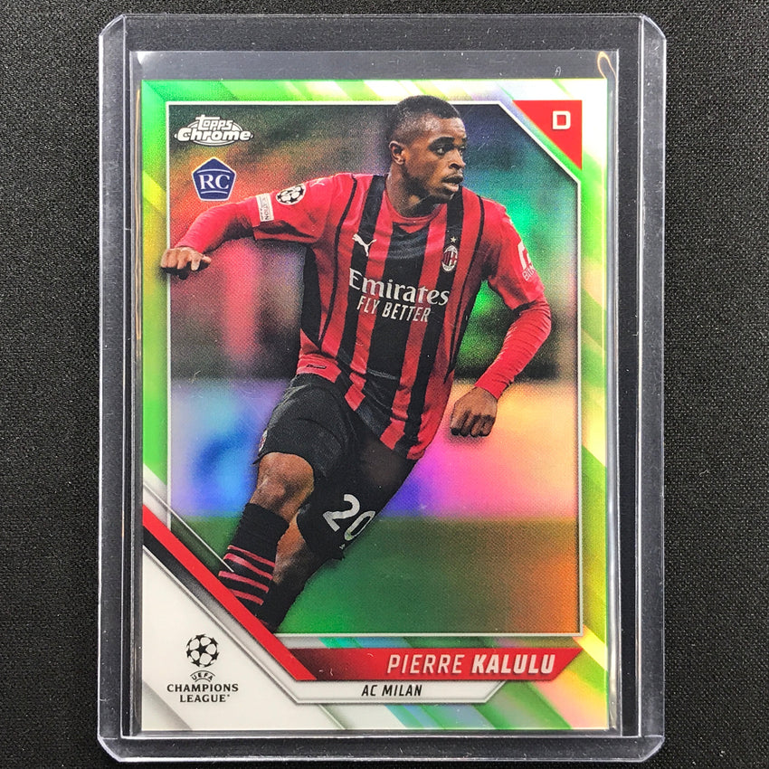 2021-22 Topps Chrome Uefa Ucl Pierre Kalulu Rookie Neon Green 6/99