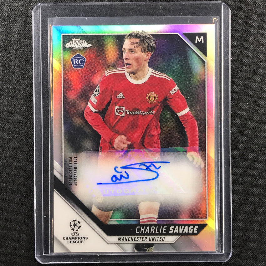 2021-22 Topps Chrome UEFA UCL CHARLIE SAVAGE Rookie Chrome Auto Refractor #CH