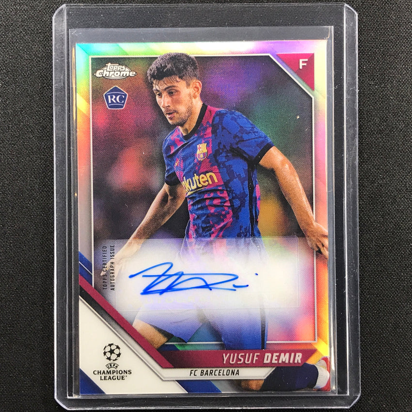 2021-22 Topps Chrome Uefa Ucl Yusuf Demir Rookie Chrome Auto Refractor No Yd