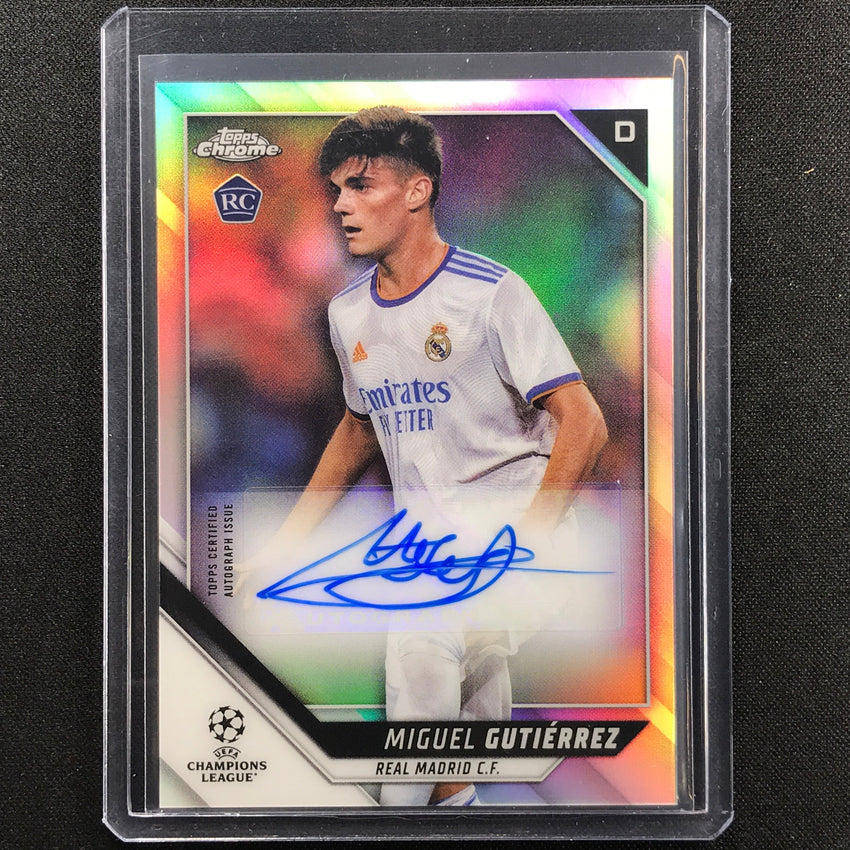 2021-22 Topps Chrome Uefa Ucl Miguel Gutierrez Rookie Chrome Auto Refractor No Mg