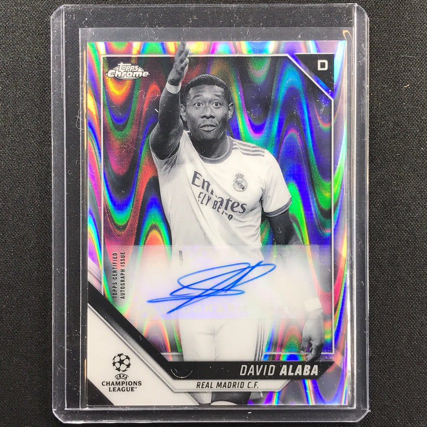 2021-22 Topps Chrome Uefa Ucl David Alaba Auto Black And White Ray Wave No Da