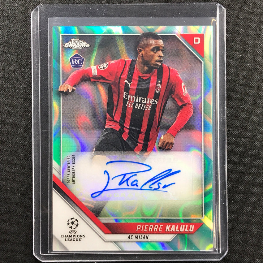 2021-22 Topps Chrome Uefa Ucl Pierre Kalulu Rookie Auto Aqua Lava Sp No Pk