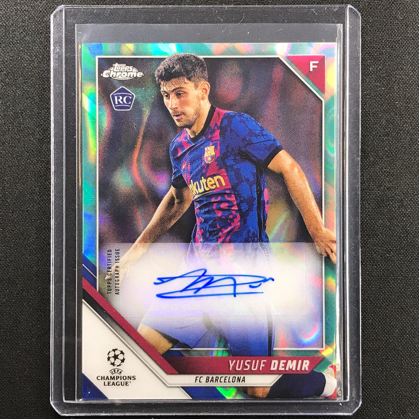 2021-22 Topps Chrome UEFA UCL YUSUF DEMIR Rookie Auto Aqua Lava SP #YD
