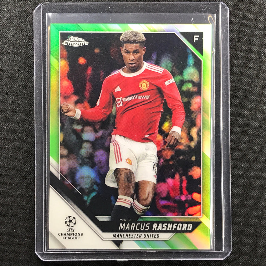 2021-22 Topps Chrome Uefa Ucl Marcus Rashford Neon Green 91/99