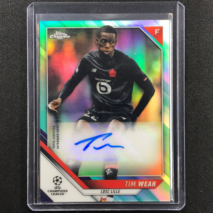 2021-22 Topps Chrome Uefa Ucl Tim Weah Auto Aqua 142/199
