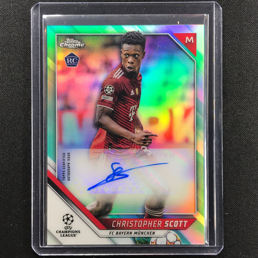 2021-22 Topps Chrome Uefa Ucl Christopher Scott Rookie Auto Aqua 80/199