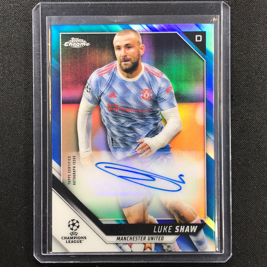 2021-22 Topps Chrome Uefa Ucl Luke Shaw Auto Blue 119/150
