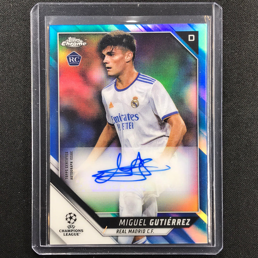2021-22 Topps Chrome Uefa Ucl Miguel Gutierrez Rookie Auto Blue 34/150