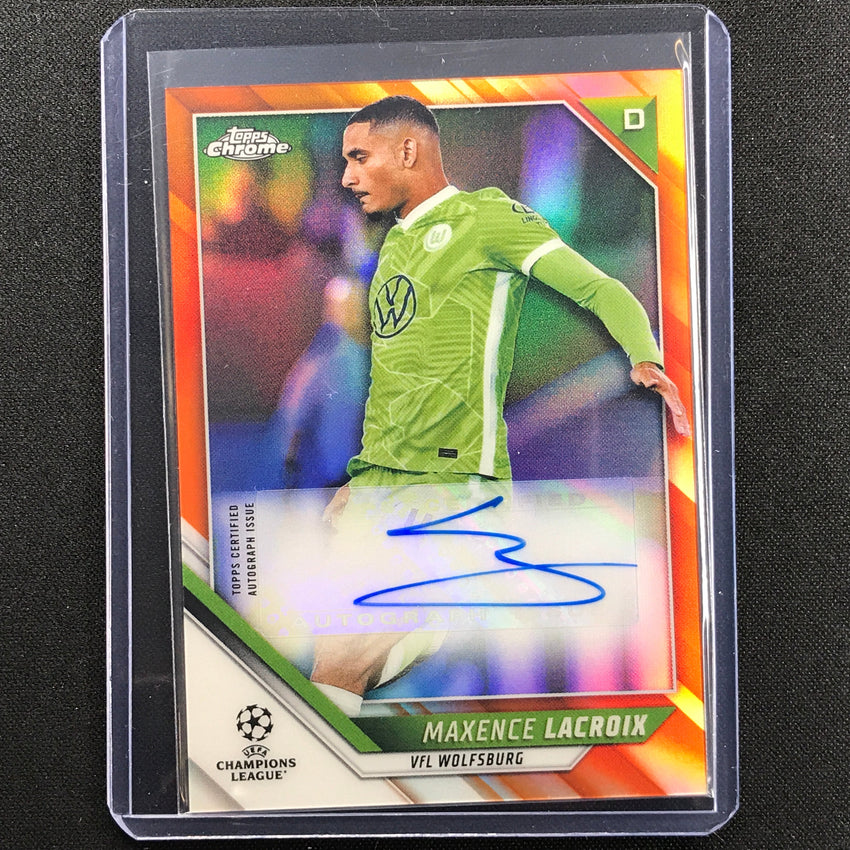 2021-22 Topps Chrome Uefa Ucl Maxence Lacroix Auto Orange 10/25