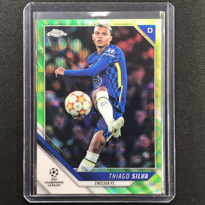 2021-22 Topps Chrome Uefa Ucl Thiago Silva Neon Green Wave 58/99