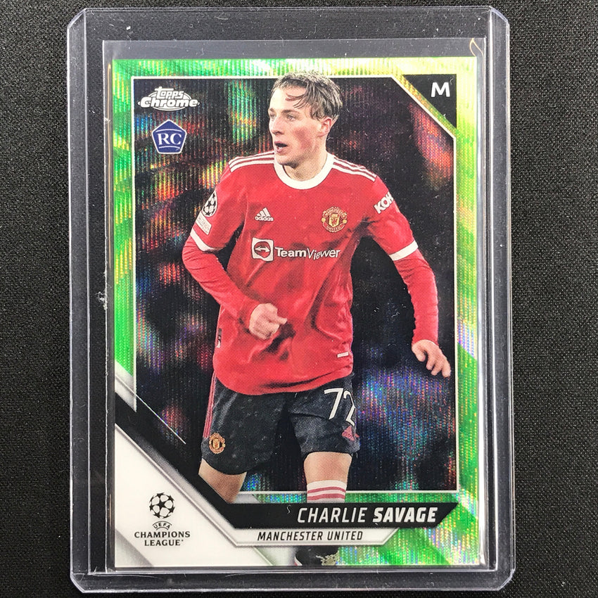 2021-22 Topps Chrome Uefa Ucl Charlie Savage Rookie Neon Green Wave 47/99