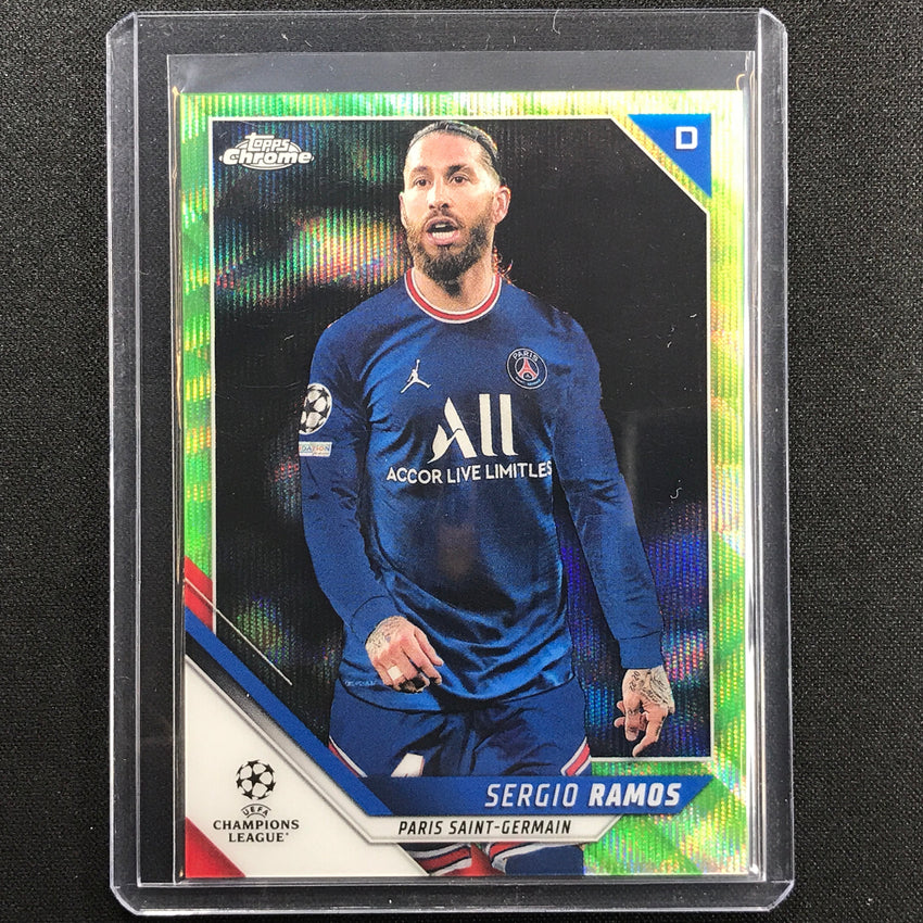 2021-22 Topps Chrome Uefa Ucl Sergio Ramos Neon Green Wave 40/99