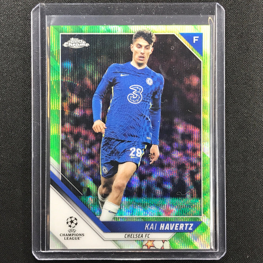 2021-22 Topps Chrome Uefa Ucl Kai Havertz Neon Green Wave 65/99