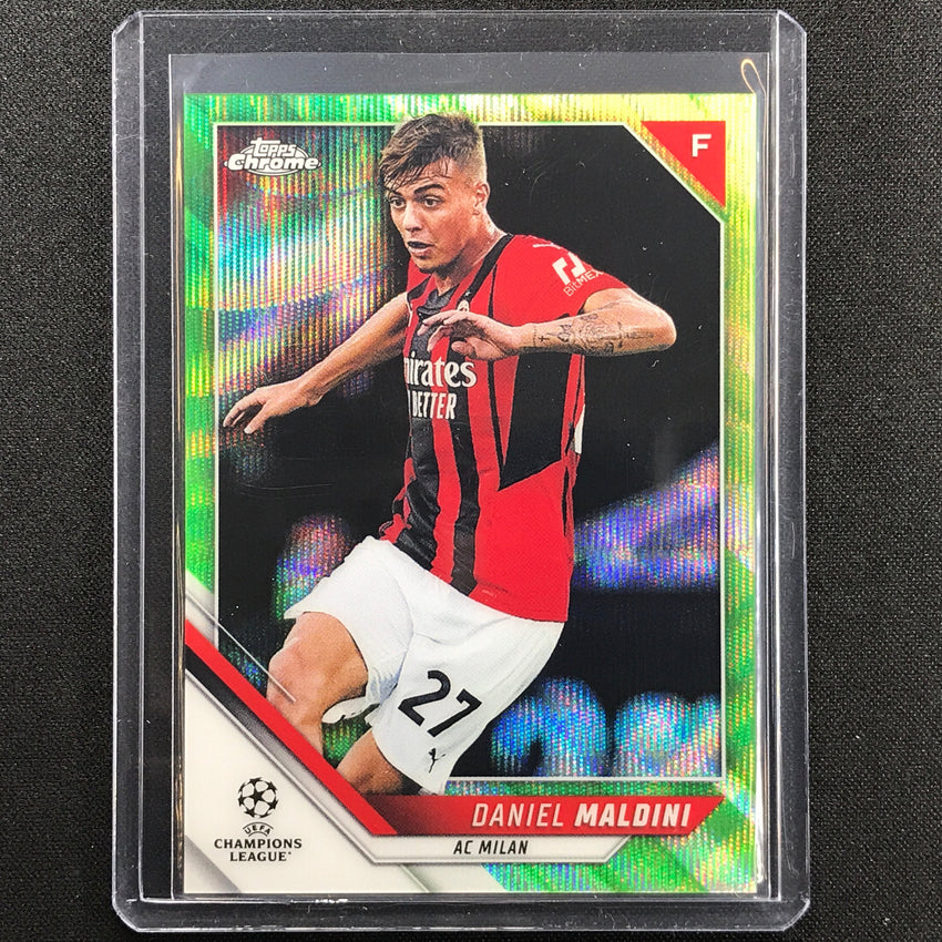 2021-22 Topps Chrome Uefa Ucl Daniel Maldini Neon Green Wave 53/99