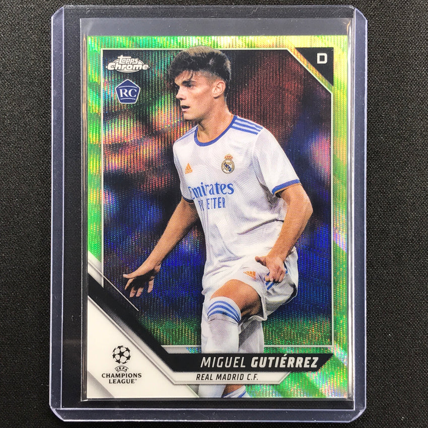 2021-22 Topps Chrome Uefa Ucl Miguel Gutierrez Rookie Neon Green Wave 39/99