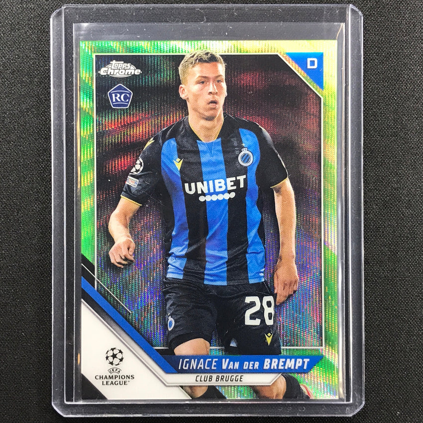 2021-22 Topps Chrome Uefa Ucl Ignace Van Der Brempt Rookie Neon Green Wave 74/99