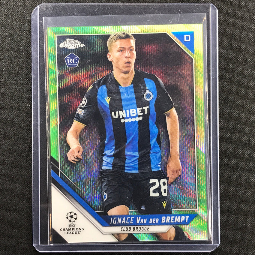 2021-22 Topps Chrome Uefa Ucl Ignace Van Der Brempt Rookie Neon Green Wave 92/99