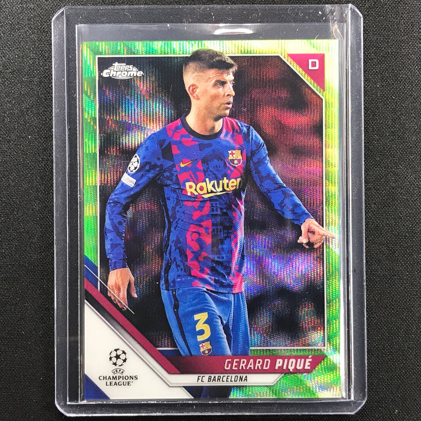 2021-22 Topps Chrome Uefa Ucl Gerard Pique Neon Green Wave 52/99
