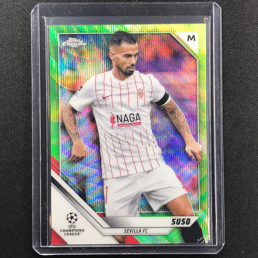 2021-22 Topps Chrome Uefa Ucl Suso Neon Green Wave 77/99