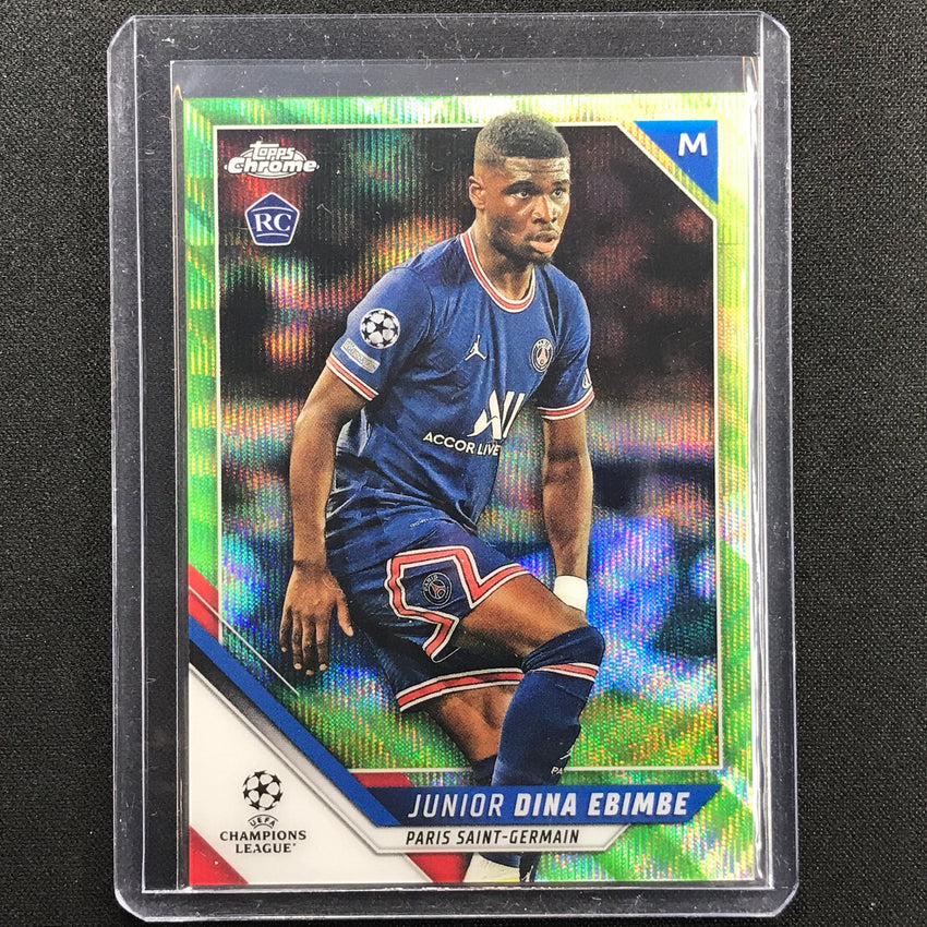 2021-22 Topps Chrome Uefa Ucl Junior Dina Ebimbe Rookie Neon Green Wave 28/99