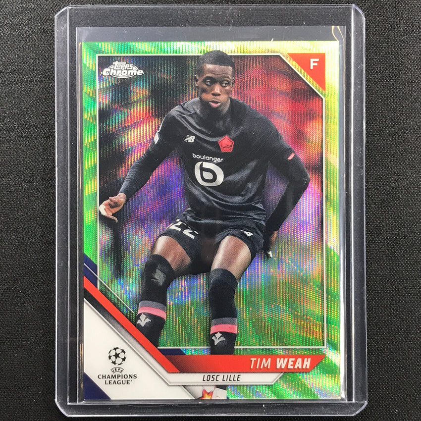 2021-22 Topps Chrome Uefa Ucl Tim Weah Neon Green Wave 19/99