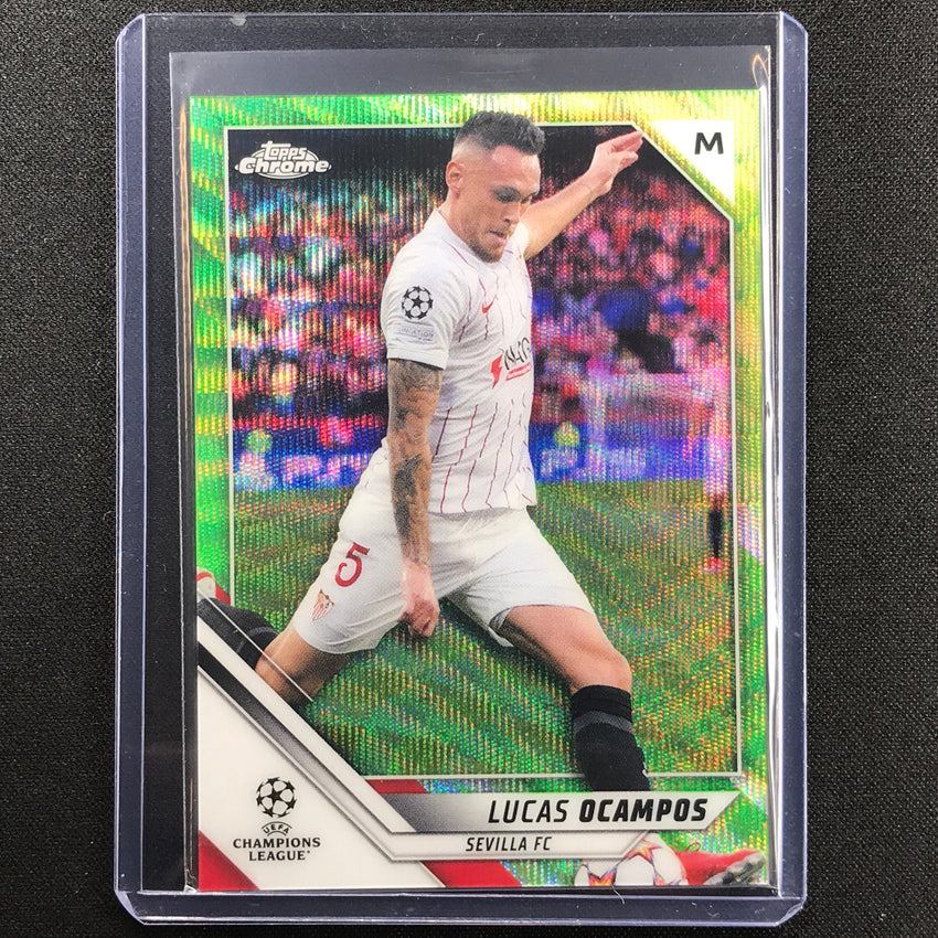 2021-22 Topps Chrome Uefa Ucl Lucas Ocampos Neon Green Wave 15/99