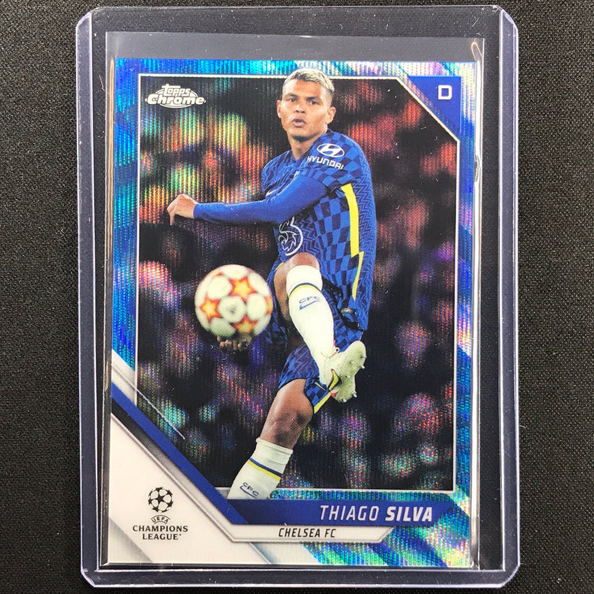 2021-22 Topps Chrome Uefa Ucl Thiago Silva Blue Wave 2/75