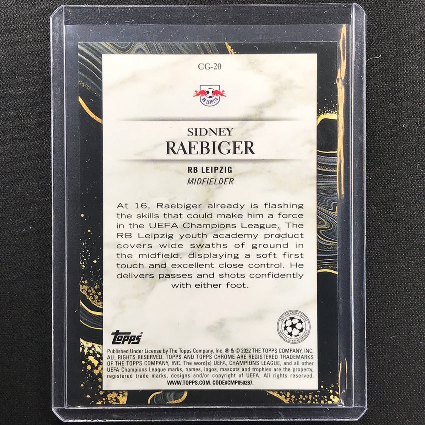 2021-22 Topps Chrome UEFA UCL SIDNEY RAEBIGER Rookie Chasing Orange Lava SSP #20