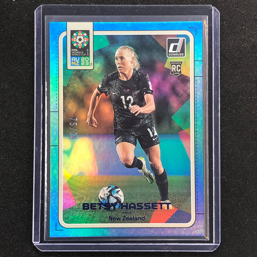 2023 Donruss Fifa Womens World Cup Betsy Hassett Rookie Blue 75/99 No 117