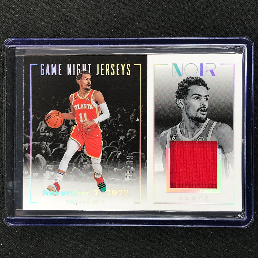 2022-23 Noir Trae Young Game Night Jerseys Silver 99/99