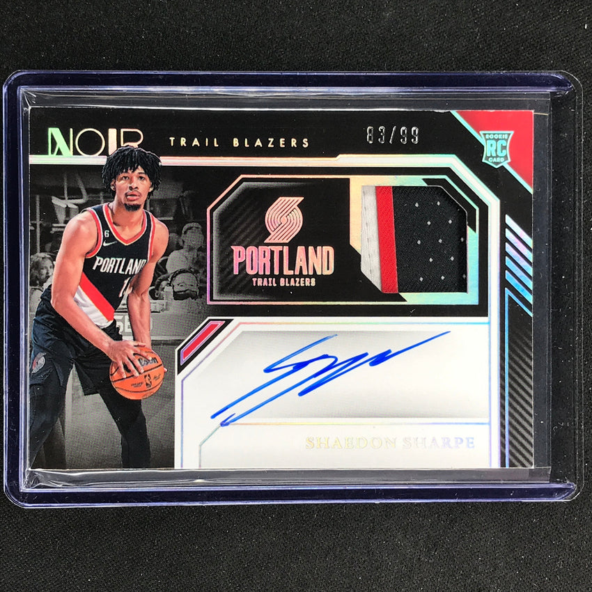 2022-23 Noir Shaedon Sharpe Rookie Patch Auto Color 83/99 No 370